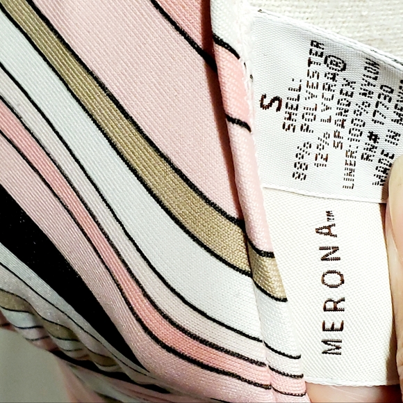 Merona Women Size Small Swimsuit Bathing Bikini Set Stripe/ Solid Pink Brown - Picture 8 of 9